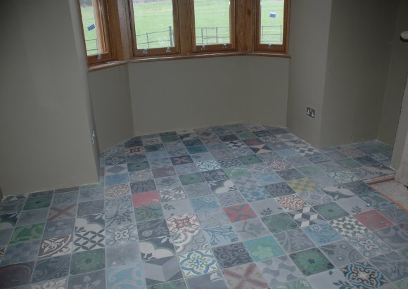 Tiled floor to Study - Victorian Lodge Extension